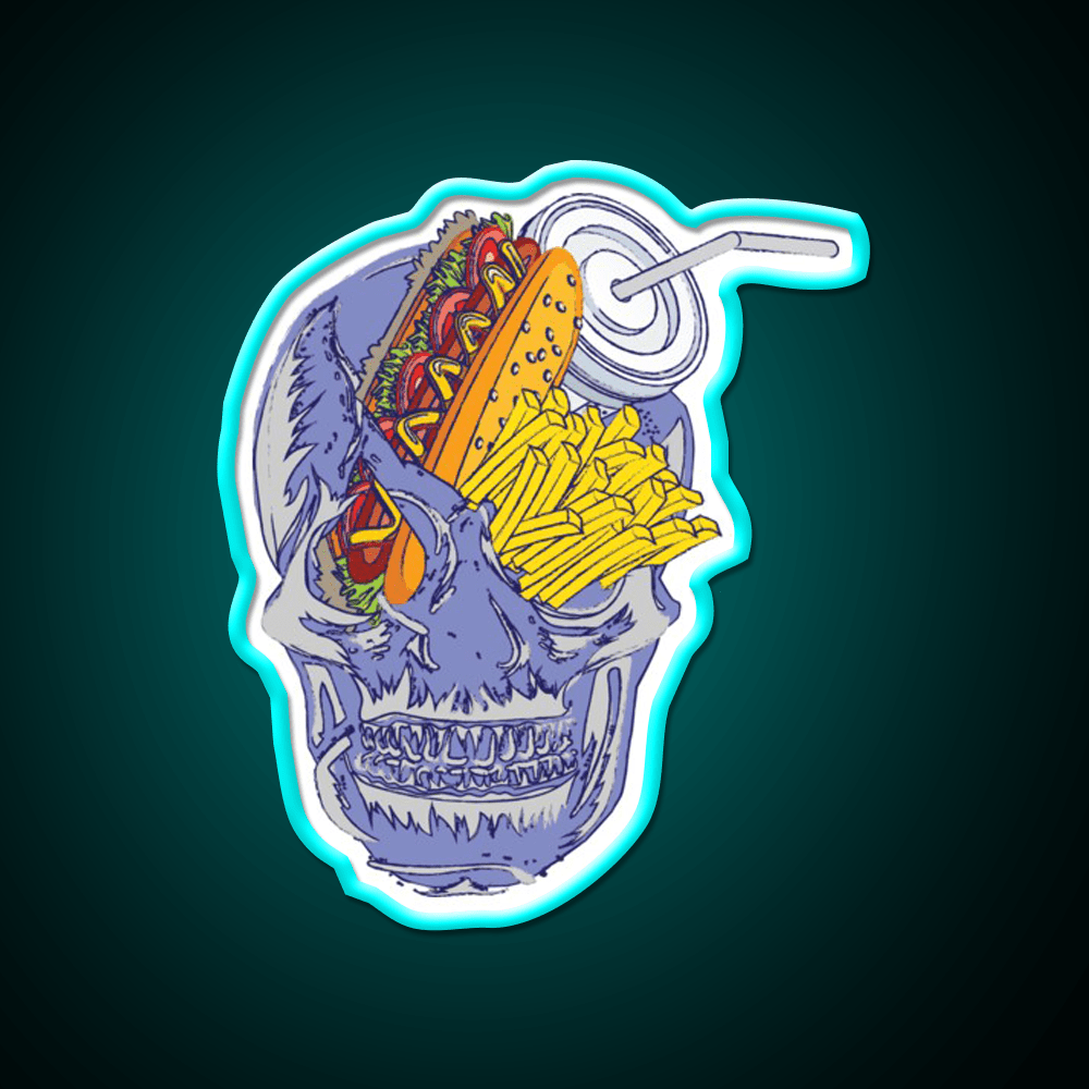 Skull Fast Food Led Neon Sign For Burger Place Rgb Color - Shineneon