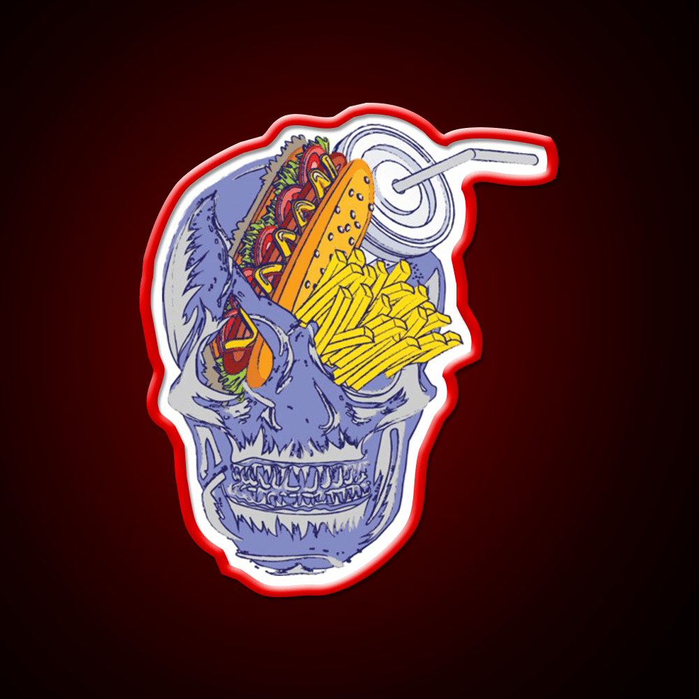 Skull Fast Food Led Neon Sign For Burger Place Rgb Color - Shineneon