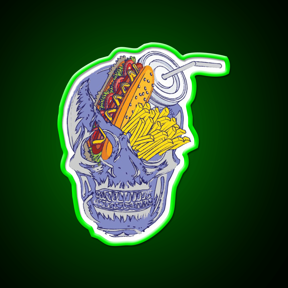 Skull Fast Food Led Neon Sign For Burger Place Rgb Color - Shineneon
