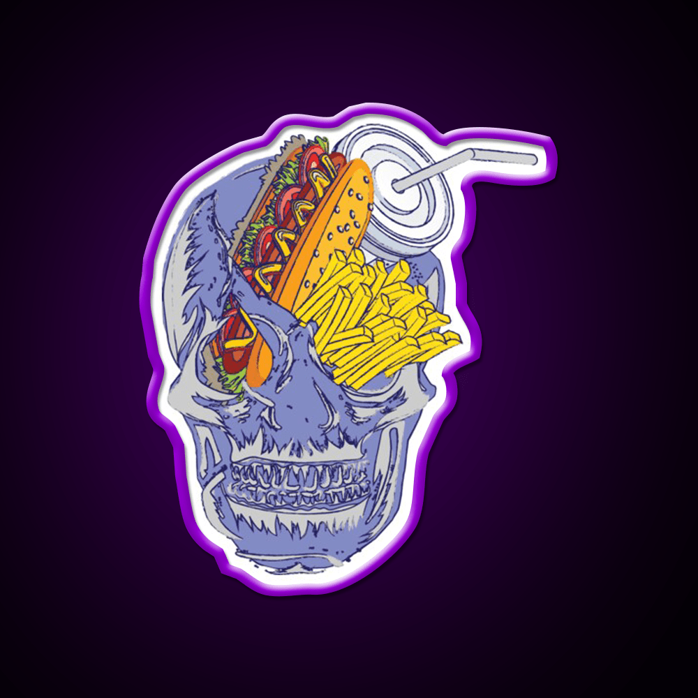 Skull Fast Food Led Neon Sign For Burger Place Rgb Color - Shineneon
