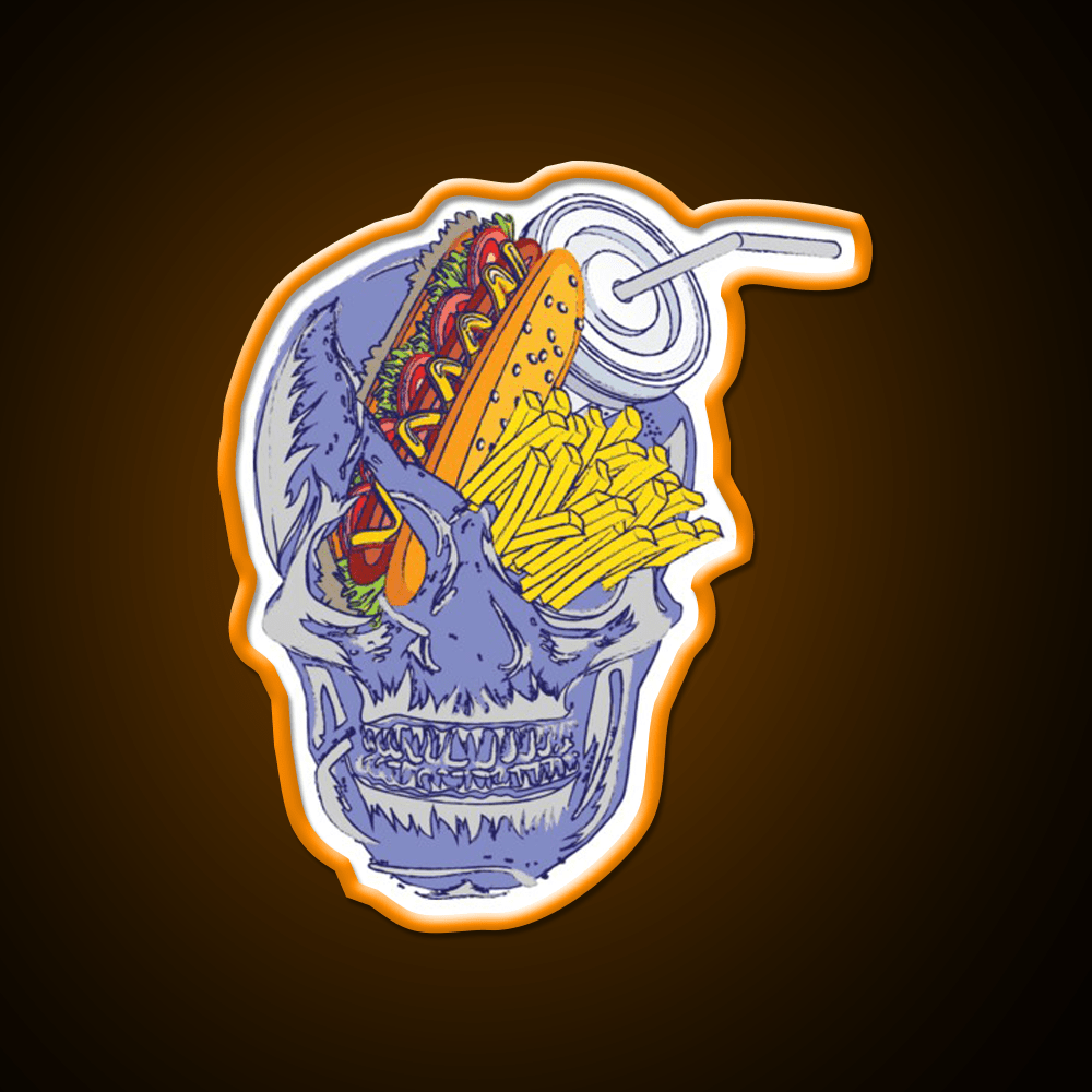 Skull Fast Food Led Neon Sign For Burger Place Rgb Color - Shineneon