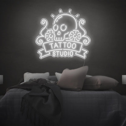 Skull Floral Tattoo Studio Led Neon Sign | Shineneon