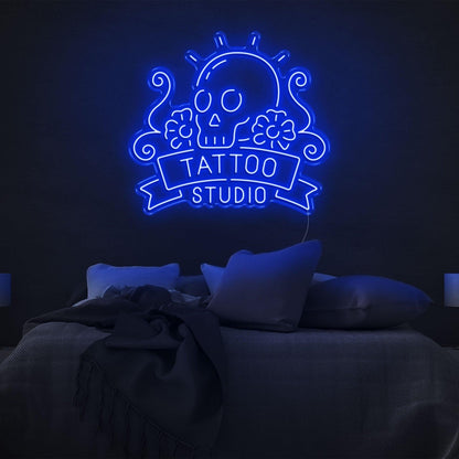 Skull Floral Tattoo Studio Led Neon Sign | Shineneon