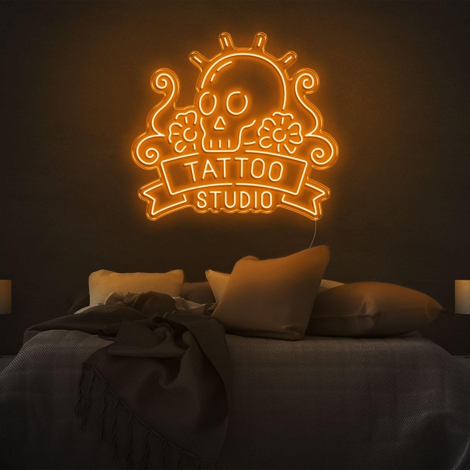 Skull Floral Tattoo Studio Led Neon Sign | Shineneon