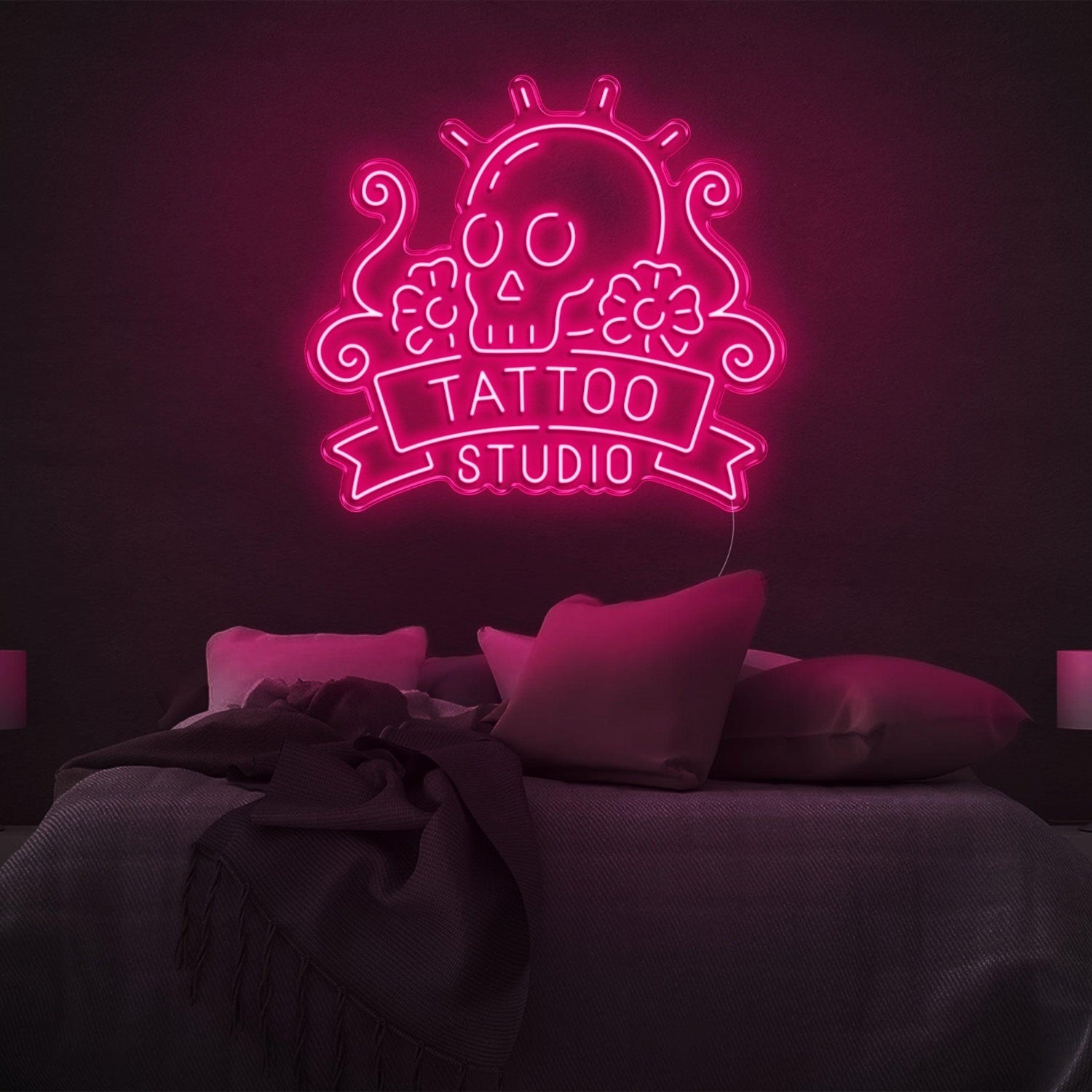 Skull Floral Tattoo Studio Led Neon Sign | Shineneon