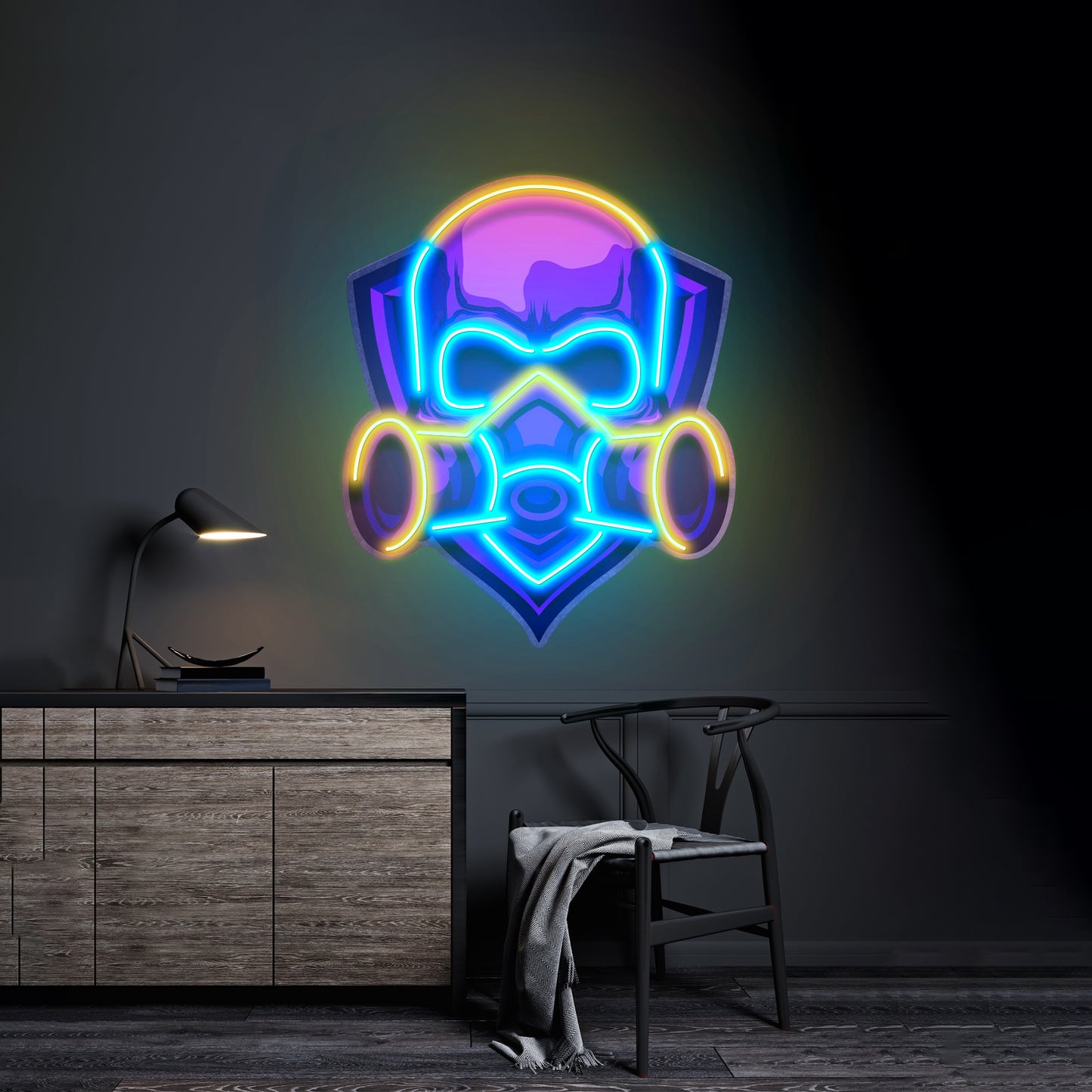 Skull Gas Mask Led Neon Sign Light Custom Led Signs