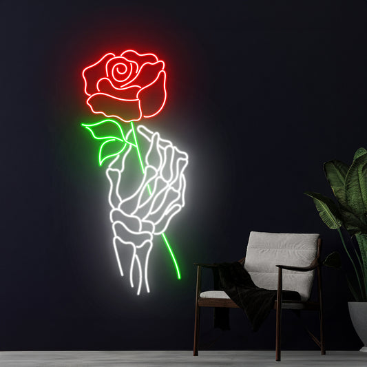 Skull Halloween Led Sign Wall Decor Rose Neon Sign