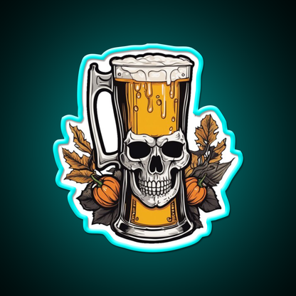 Skull Head Beer Halloween Vintage Party Man Cave Bar Led Neon Sign Rgb Color