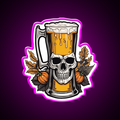 Skull Head Beer Halloween Vintage Party Man Cave Bar Led Neon Sign Rgb Color