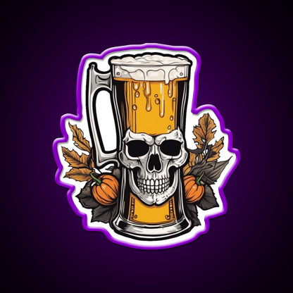 Skull Head Beer Halloween Vintage Party Man Cave Bar Led Neon Sign Rgb Color