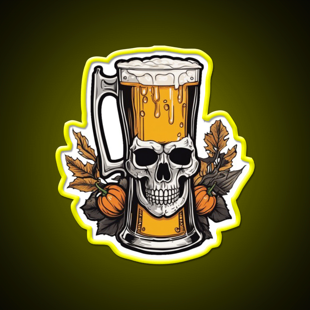 Skull Head Beer Halloween Vintage Party Man Cave Bar Led Neon Sign Rgb Color