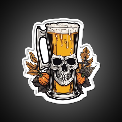 Skull Head Beer Halloween Vintage Party Man Cave Bar Led Neon Sign Rgb Color