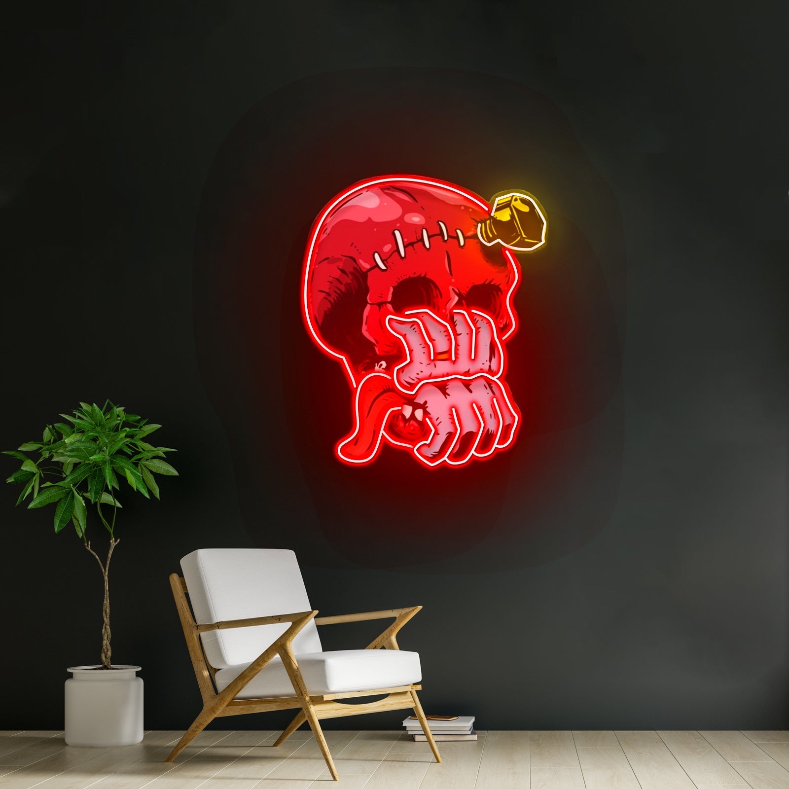 Skull Head Hand From Mouth Led Neon Sign Light Custom Led Signs - Shineneon