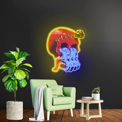 Skull Head Hand From Mouth Led Neon Sign Light Custom Led Signs - Shineneon