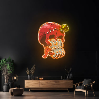 Skull Head Hand From Mouth Led Neon Sign Light Custom Led Signs