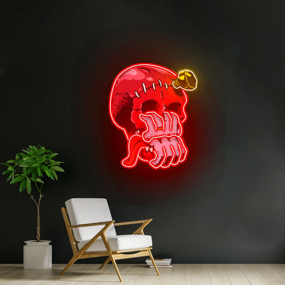 Skull Head Hand From Mouth Led Neon Sign Light Custom Led Signs