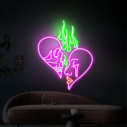 Skull Head Neon Sign Art Neon Light Wall Decor Aesthetic Gifts | Shineneon