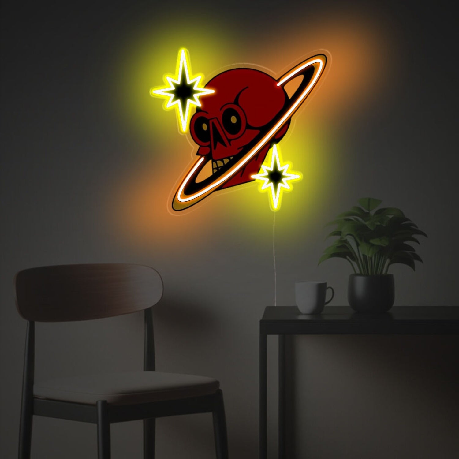 Skull Head Planet Led Neon Acrylic Artwork | Shineneon