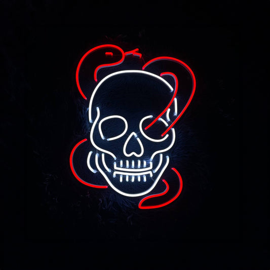 Skull Head With Snake Led Neon Sign