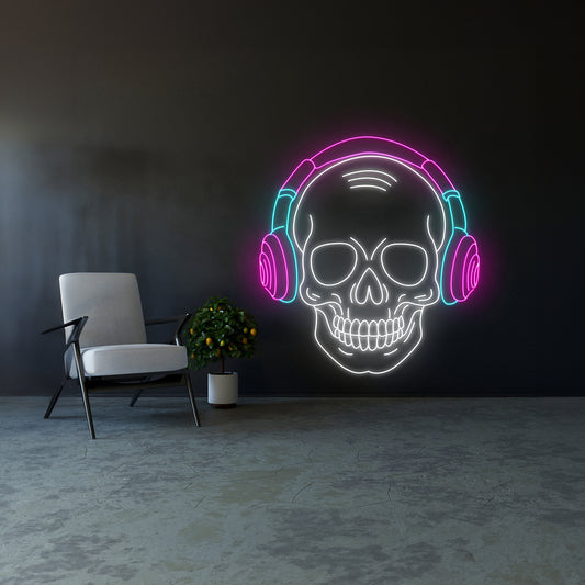 Skull Headphone Neon Sign