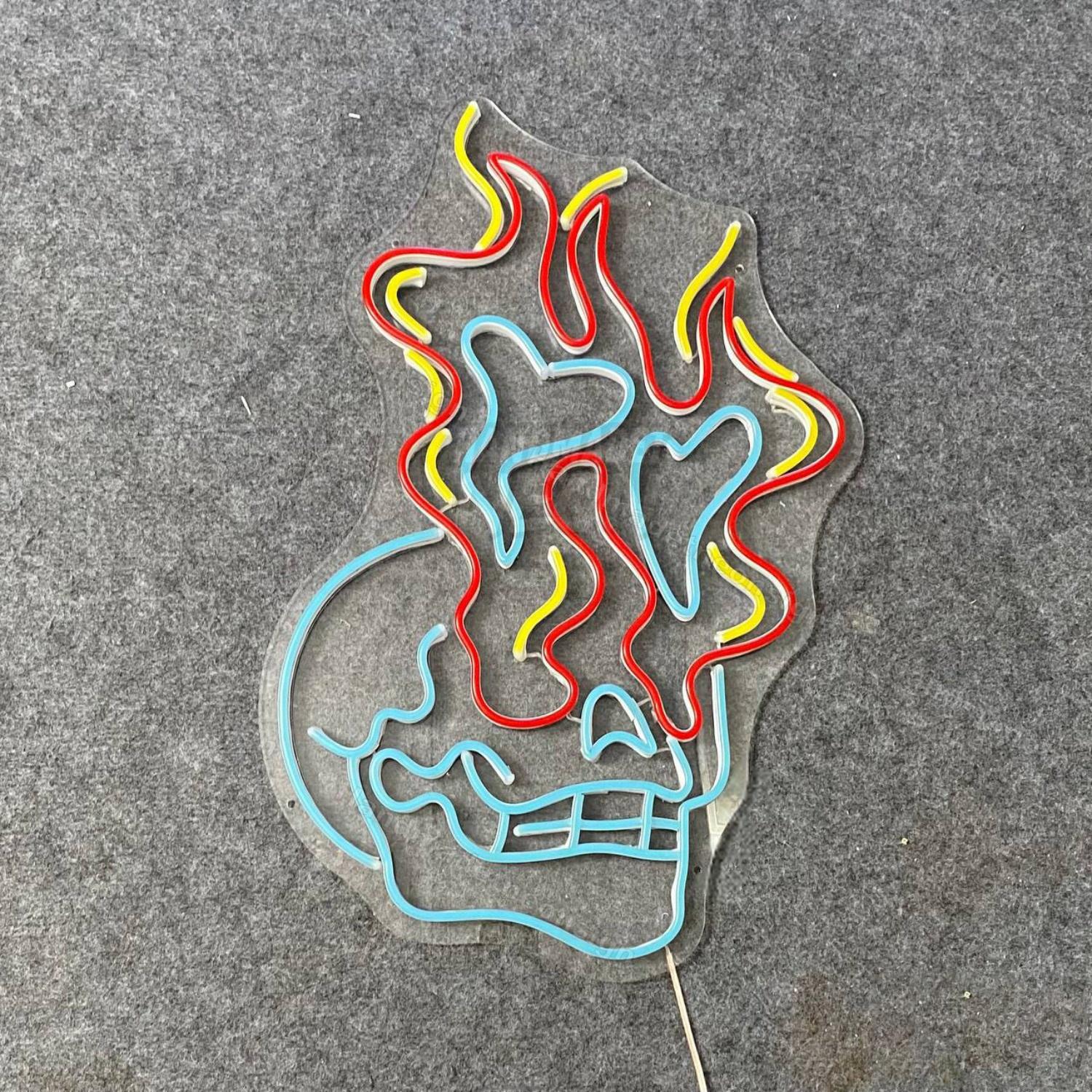 Skull Heart Fire Led Neon Sign | Shineneon