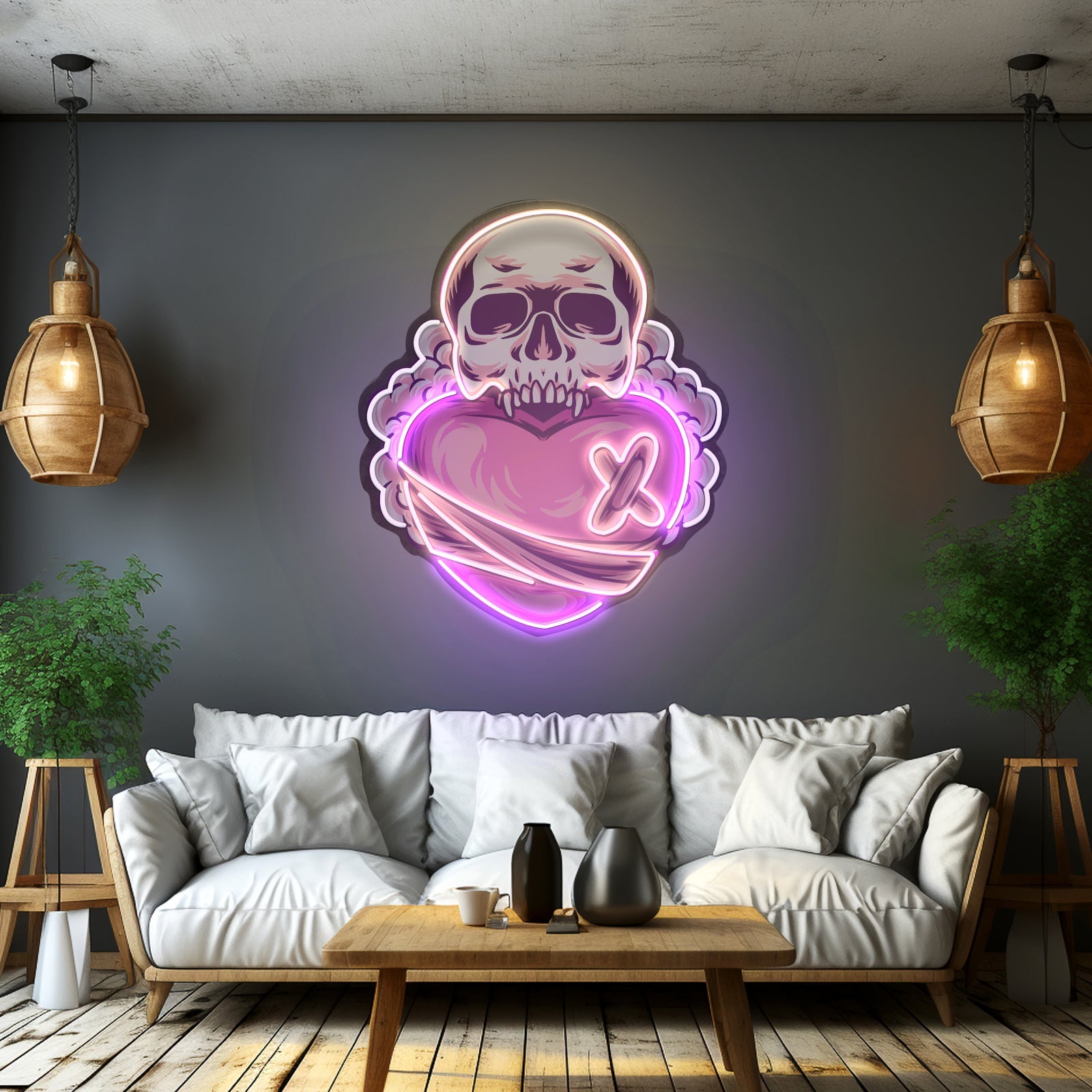 Skull Heart Led Neon Sign Light Custom Led Signs - Shineneon