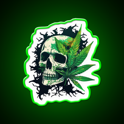 Skull Hemp Inspired Green Leaf Led Neon Sign 420 Neon Decor Rgb Color - LED neon sign view 8