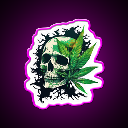 Skull Hemp Inspired Green Leaf Led Neon Sign 420 Neon Decor Rgb Color