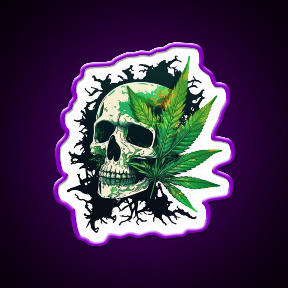 Skull Hemp Inspired Green Leaf Led Neon Sign 420 Neon Decor Rgb Color - LED neon sign view 9