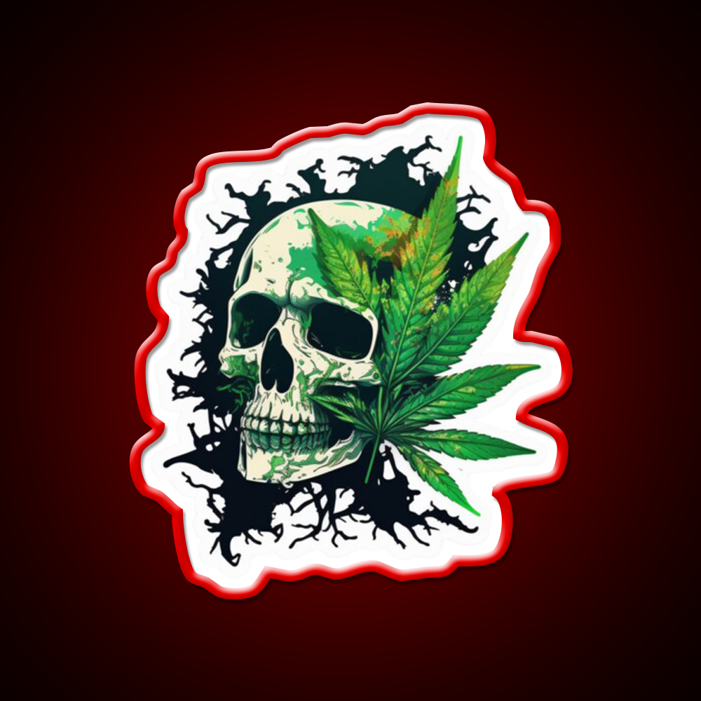 Skull Hemp Inspired Green Leaf Led Neon Sign 420 Neon Decor Rgb Color - LED neon sign view 10