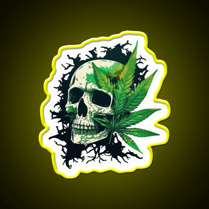 Skull Hemp Inspired Green Leaf Led Neon Sign 420 Neon Decor Rgb Color - Shineneon