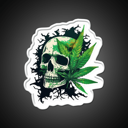 Skull Hemp Inspired Green Leaf Led Neon Sign 420 Neon Decor Rgb Color - Shineneon