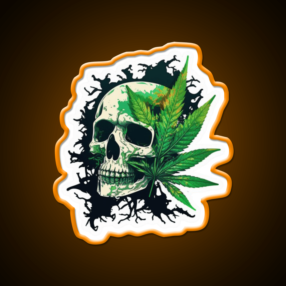 Skull Hemp Inspired Green Leaf Led Neon Sign 420 Neon Decor Rgb Color - Shineneon