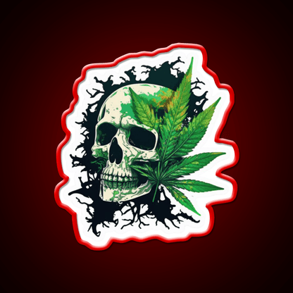 Skull Hemp Inspired Green Leaf Led Neon Sign 420 Neon Decor Rgb Color - Shineneon