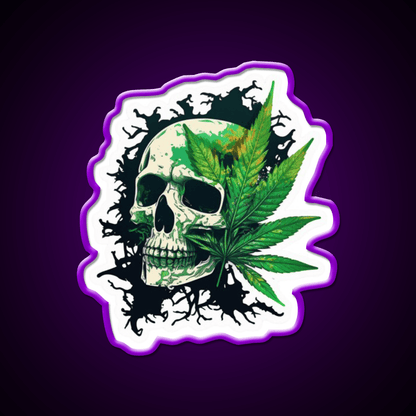 Skull Hemp Inspired Green Leaf Led Neon Sign 420 Neon Decor Rgb Color - Shineneon