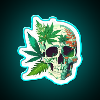 Skull Hemp Inspired Green Leaf Led Neon Sign Rgb Color - Size and dimension reference