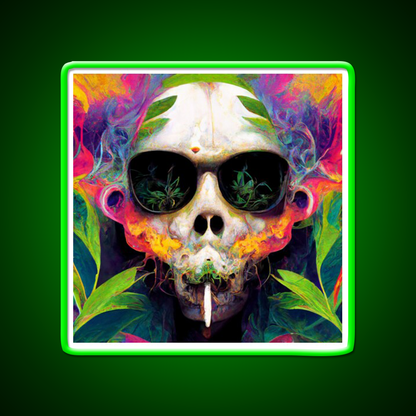 Skull Hemp Inspired Green Leaf Led Neon Sign Bedroom Neon Sign Rgb Color