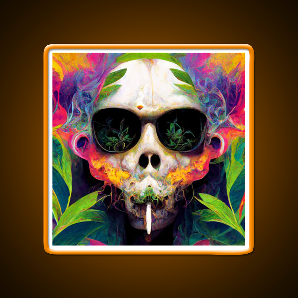 Skull Hemp Inspired Green Leaf Led Neon Sign Bedroom Neon Sign Rgb Color