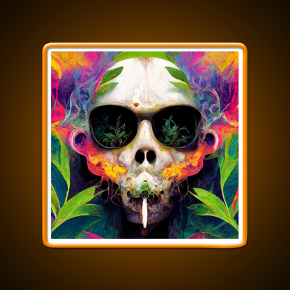 Skull Hemp Inspired Green Leaf Led Neon Sign Bedroom Neon Sign Rgb Color