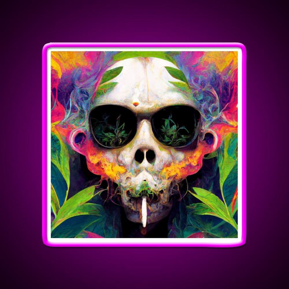 Skull Hemp Inspired Green Leaf Led Neon Sign Bedroom Neon Sign Rgb Color