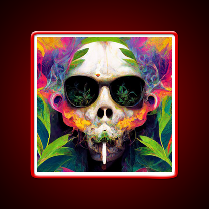 Skull Hemp Inspired Green Leaf Led Neon Sign Bedroom Neon Sign Rgb Color