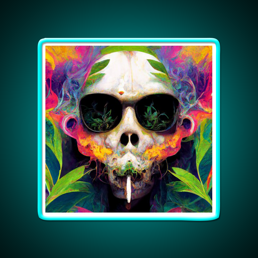 Skull Hemp Inspired Green Leaf Led Neon Sign Bedroom Neon Sign Rgb Color - Shineneon