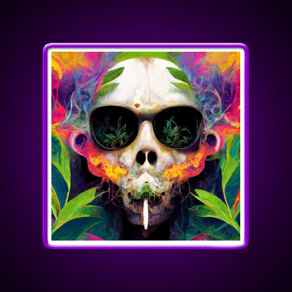 Skull Hemp Inspired Green Leaf Led Neon Sign Bedroom Neon Sign Rgb Color - Shineneon