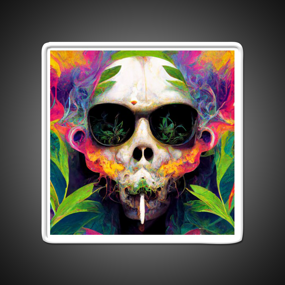 Skull Hemp Inspired Green Leaf Led Neon Sign Bedroom Neon Sign Rgb Color - Shineneon