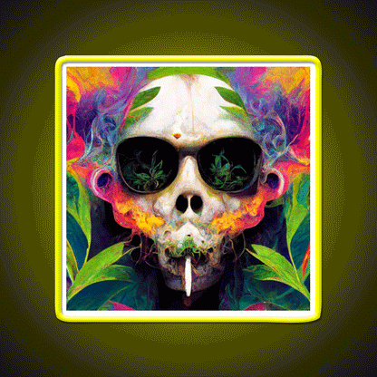 Skull Hemp Inspired Green Leaf Led Neon Sign Bedroom Neon Sign Rgb Color