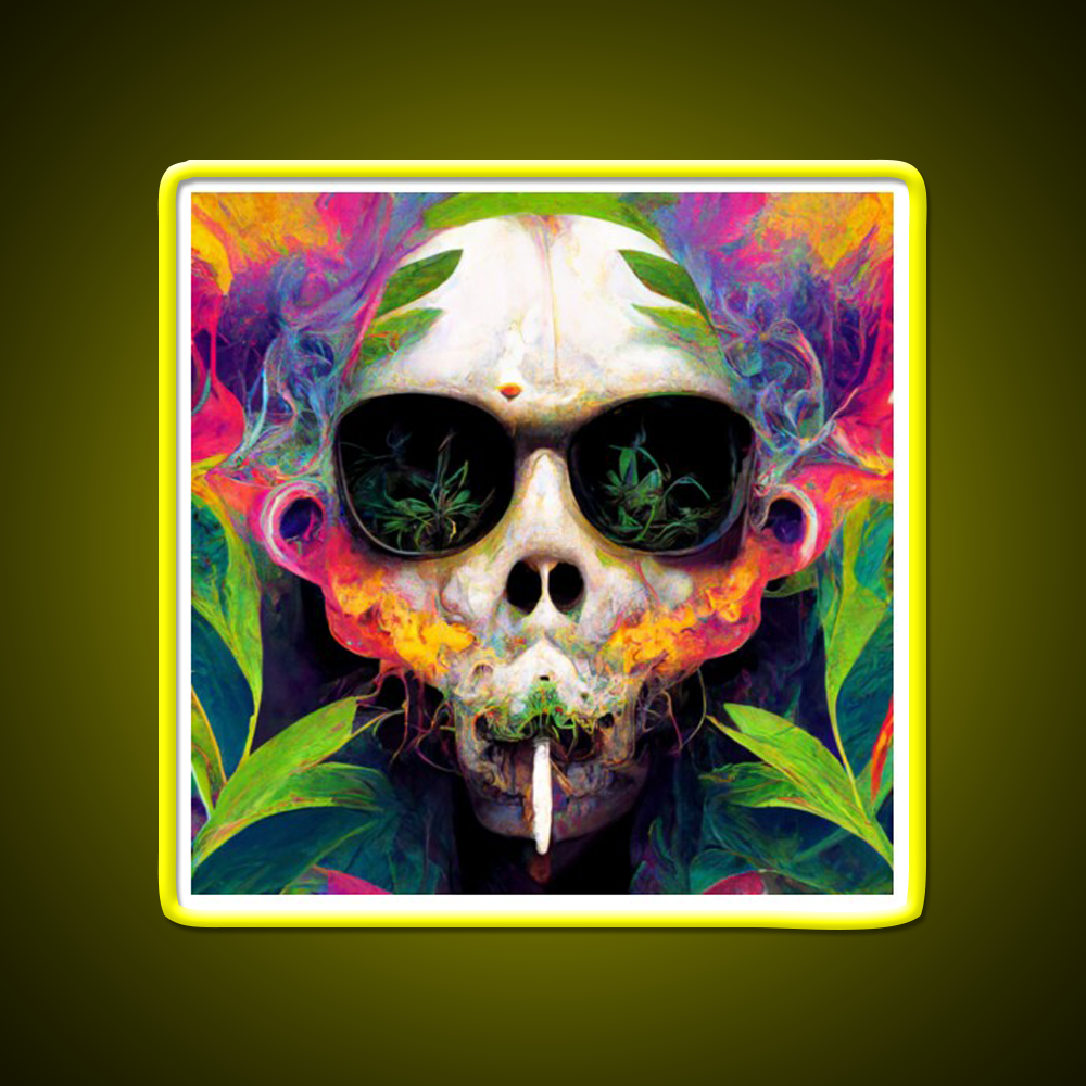 Skull Hemp Inspired Green Leaf Led Neon Sign Bedroom Neon Sign Rgb Color