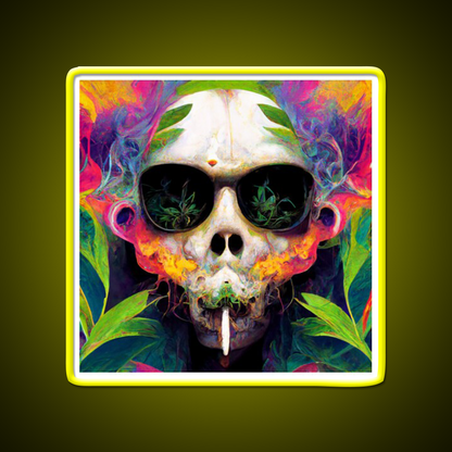 Skull Hemp Inspired Green Leaf Led Neon Sign Bedroom Neon Sign Rgb Color