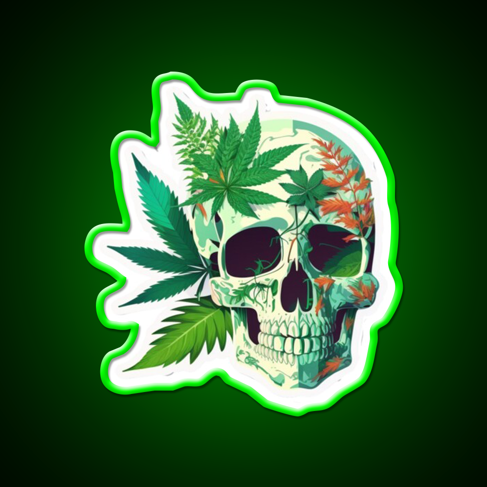 Skull Hemp Inspired Green Leaf Led Neon Sign Rgb Color - LED neon sign view 8