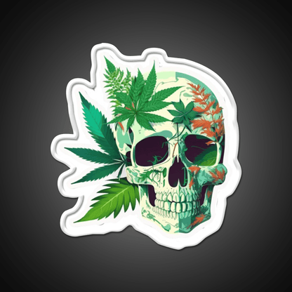 Skull Hemp Inspired Green Leaf Led Neon Sign Rgb Color - Shineneon