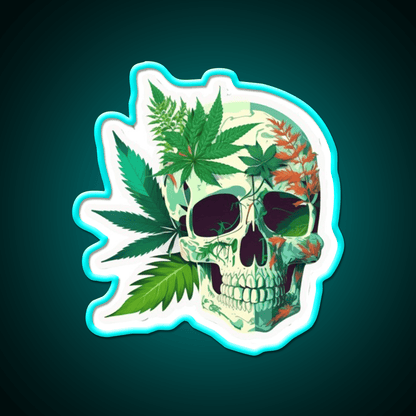 Skull Hemp Inspired Green Leaf Led Neon Sign Rgb Color - Shineneon
